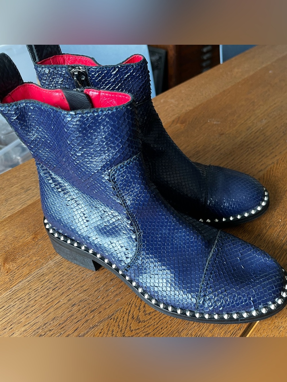 Cobalt blue leather textured boots by Zadig & Voltaire Sz 39 - Picture 9 of 17